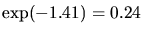 $\exp(-1.41)=0.24$