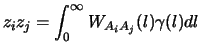 $\displaystyle {z_i z_j = \int_0^\infty W_{A_iA_j}(l) \gamma (l)dl}$